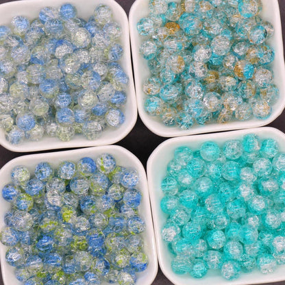 10mm Crackled Glass Beads, Cracked Beads for Jewelry Making, Boho Crafts, DIY Bracelets & Necklaces