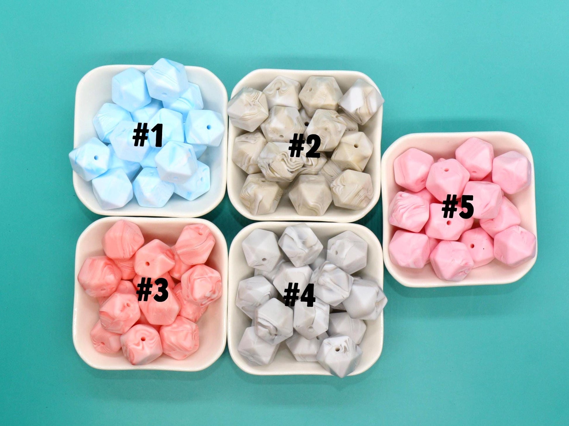 17mm Marble Hexagon Silicone Beads, Soft Geometric Beads for DIY Crafts, Silicone Beads for DIY Jewelry Making