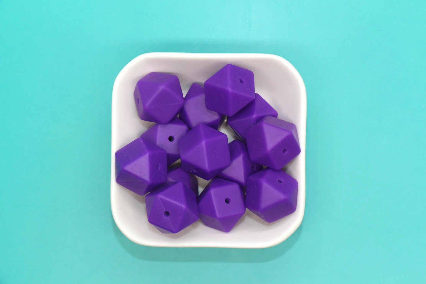 17mm Purple Hexagon Silicone Beads, Jewelry Beads for Bracelets, Keychains, Soft Geometric Beads, DIY Craft Supplies