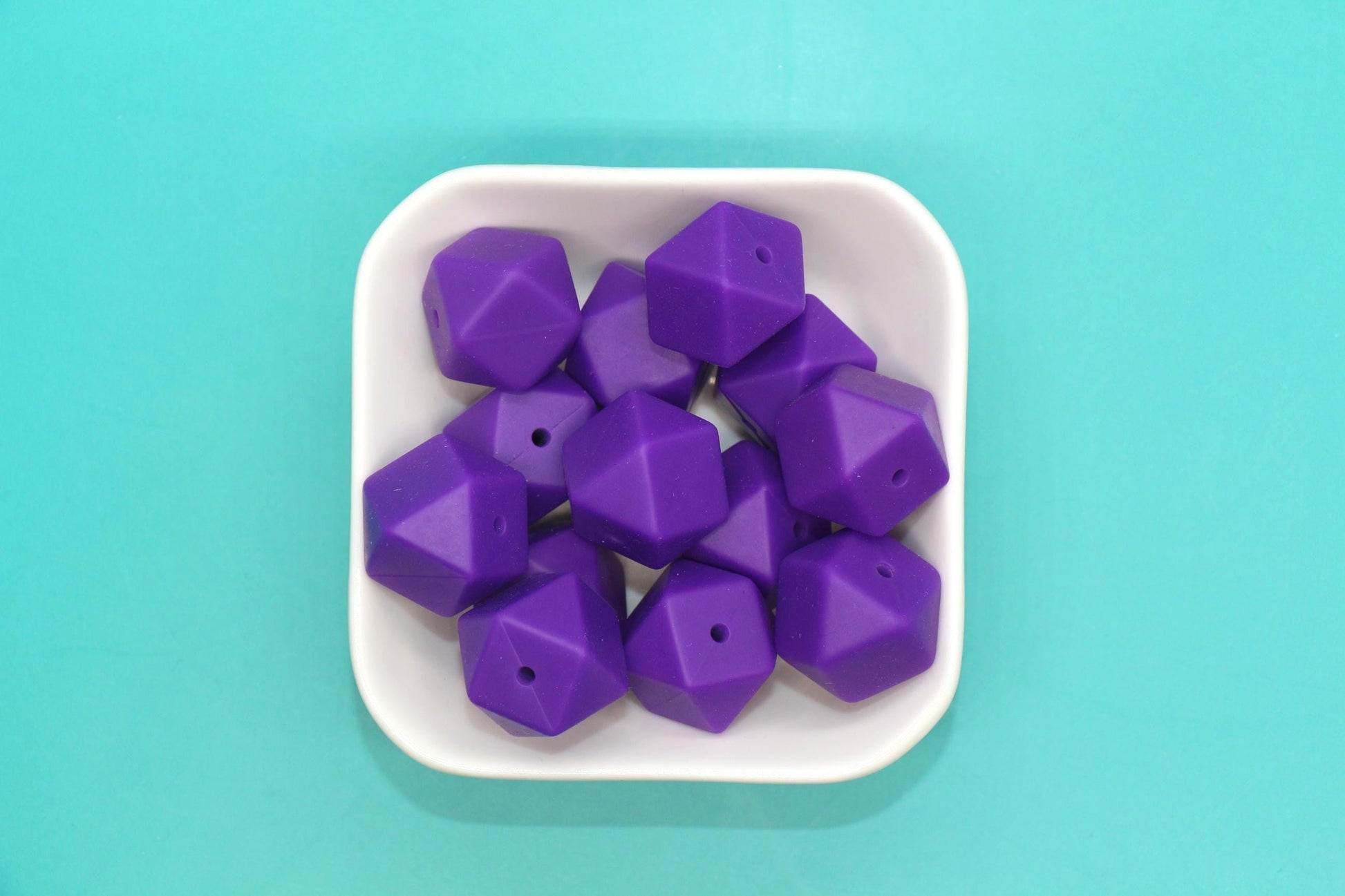 17mm Purple Hexagon Silicone Beads, Jewelry Beads for Bracelets, Keychains, Soft Geometric Beads, DIY Craft Supplies