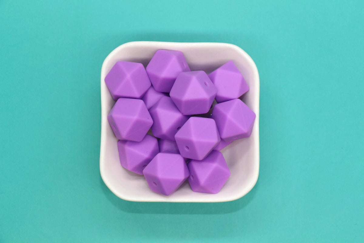 17mm purple silicone hexagon beads for keychains