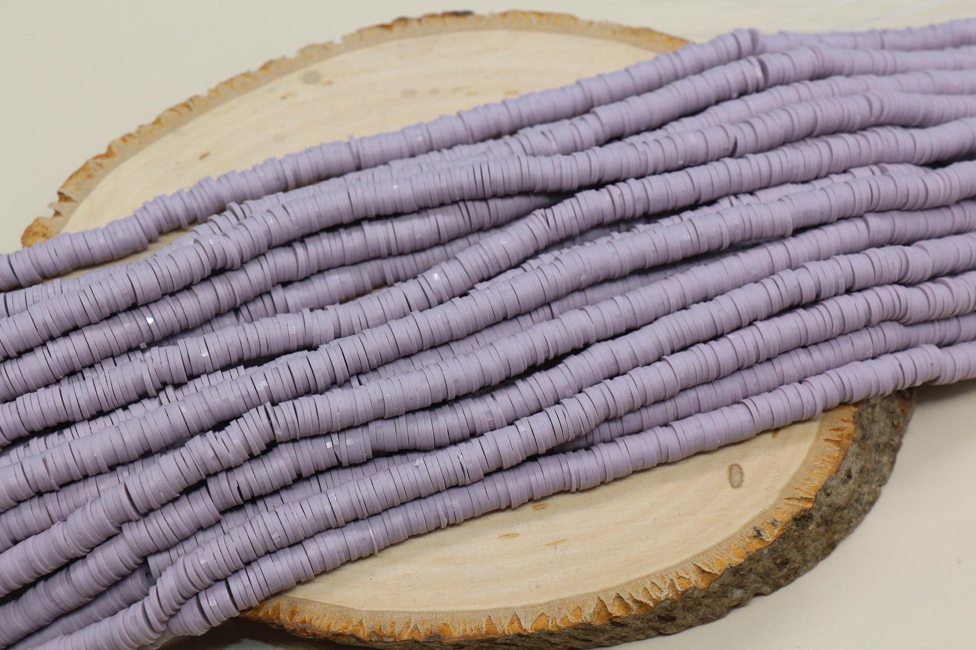 Lavender Ash Heishi Beads 6mm Purple Polymer Clay Disc Beads African Vinyl Full Strand #248