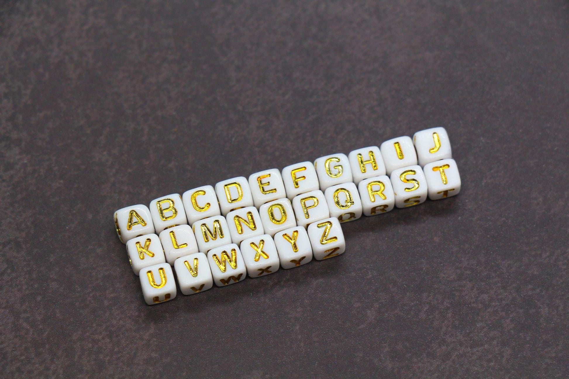 Gold Square Letter Beads, 4.8mm Alphabet Cubes for Personalized Name Bracelets, Jewelry Making Supplies, Single Letter Beads