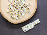 Gold Square Letter Beads, 4.8mm Alphabet Cubes for Personalized Name Bracelets, Jewelry Making Supplies, Single Letter Beads