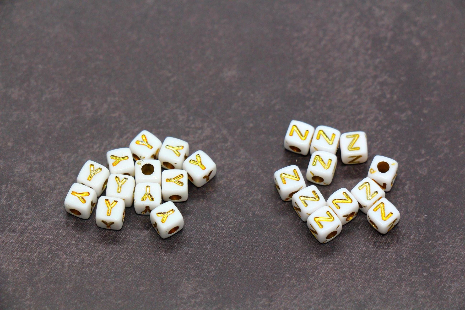 Gold Square Letter Beads, 4.8mm Alphabet Cubes for Personalized Name Bracelets, Jewelry Making Supplies, Single Letter Beads