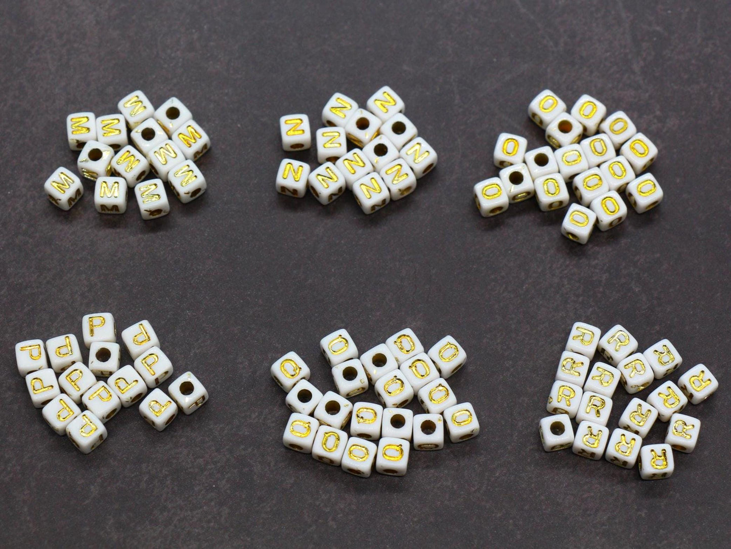 Gold Square Letter Beads, 4.8mm Alphabet Cubes for Personalized Name Bracelets, Jewelry Making Supplies, Single Letter Beads