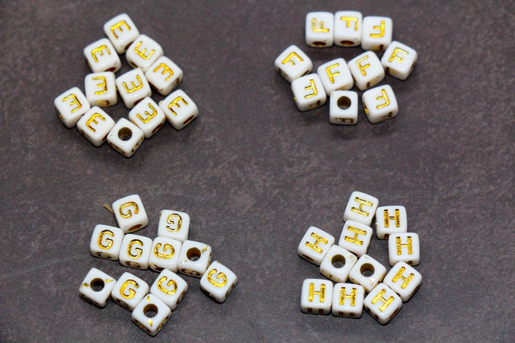 Gold Square Letter Beads, 4.8mm Alphabet Cubes for Personalized Name Bracelets, Jewelry Making Supplies, Single Letter Beads
