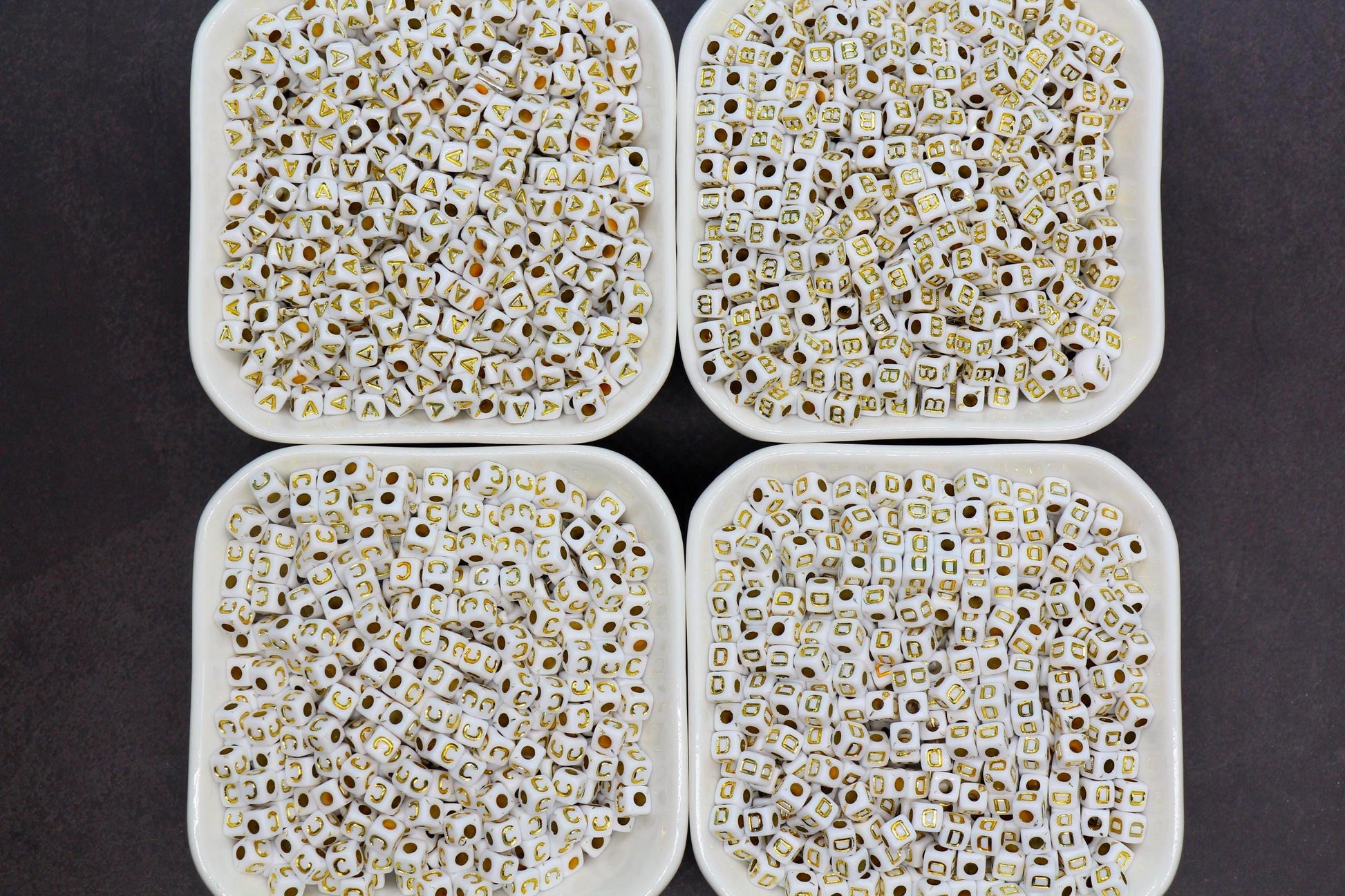 Gold Square Letter Beads, 4.8mm Alphabet Cubes for Personalized Name Bracelets, Jewelry Making Supplies, Single Letter Beads