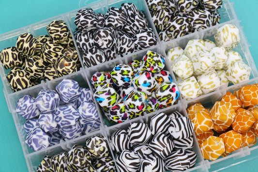 17mm Leopard Print Hexagon Silicone Beads for DIY Jewelry Making, Cheetah, Giraffe, Zebra Animal Print Beads for Bracelets Keychains