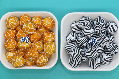 14mm Leopard Print Hexagon Silicone Beads for DIY Jewelry Making, Cheetah, Giraffe, Zebra Animal Print Beads for Bracelets Keychains