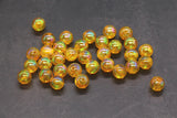 10mm Orange AB Round Beads, Iridescent Gumball Beads, Translucent Plastic Beads for Jewelry Making #3621