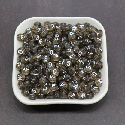 7mm Translucent Alphabet Beads, Brown or Gray Mix Letter Beads for Bracelets, Necklaces, DIY Jewelry Making, Personalized Name Beads