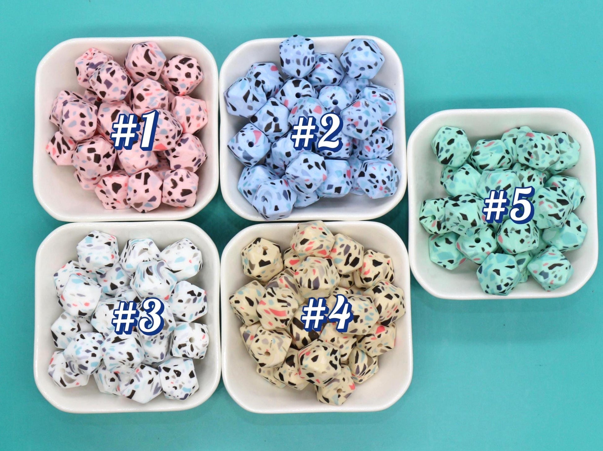 14mm Hexagon Silicone Beads, Camo, Terrazzo, Tie Dye Printed Beads for DIY Jewelry Making, Bracelets, Keychains