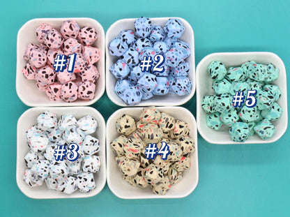 14mm Hexagon Silicone Beads, Camo, Terrazzo, Tie Dye Printed Beads for DIY Jewelry Making, Bracelets, Keychains