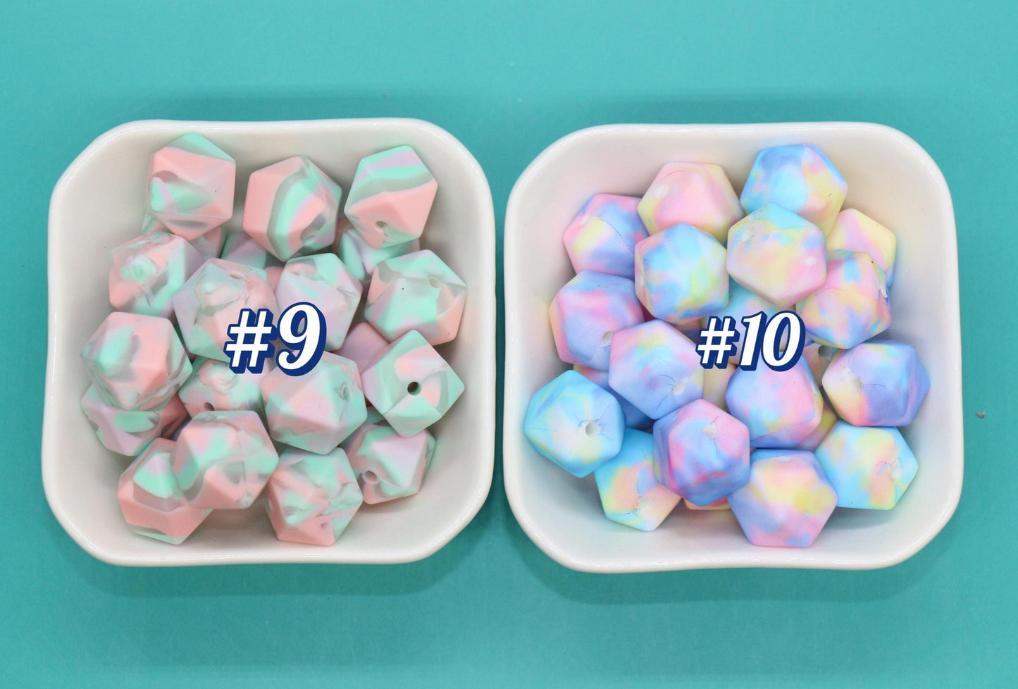 14mm Hexagon Silicone Beads, Camo, Terrazzo, Tie Dye Printed Beads for DIY Jewelry Making, Bracelets, Keychains
