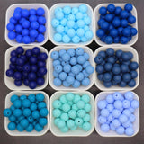 15mm Blue Silicone Beads for Bracelets, Soft Round DIY Jewelry Beads, Keychain Craft Supplies, Silicone Beads for DIY Jewelry Making