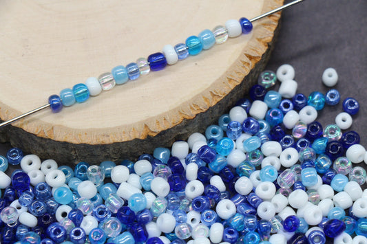Mix Glass Seed Beads, Size 4mm 6/0 Glass Seed Beads, Blue and Pink Mix Seed Beads, Rocailles Beads, Bracelet Beads #3663