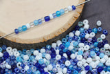Mix Glass Seed Beads, Size 4mm 6/0 Glass Seed Beads, Blue and Pink Mix Seed Beads, Rocailles Beads, Bracelet Beads #3663