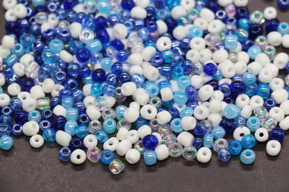 Mix Glass Seed Beads, Size 4mm 6/0 Glass Seed Beads, Blue and Pink Mix Seed Beads, Rocailles Beads, Bracelet Beads #3663