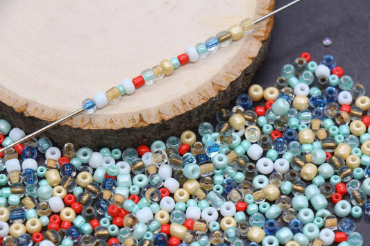 Mix Glass Seed Beads, Size 4mm 6/0 Glass Seed Beads, Mix Seed Beads, Rocailles Beads, Bracelet Beads #3669