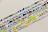 3mm Faceted Glass Seed Beads Full Strand, Mixed Colors for Jewelry Making, Bracelet Beads & Craft Supplies