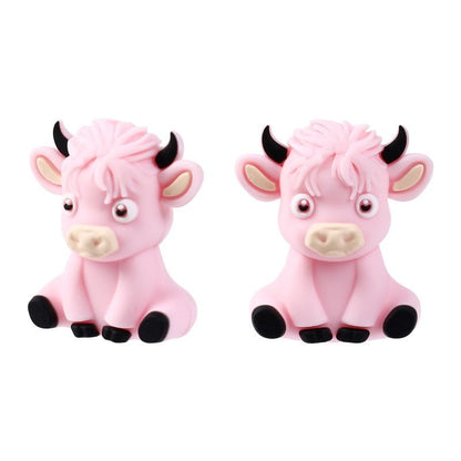 3D Highland Cow Silicone Beads, Western Cow Focal Beads, Animal Themed Beads, Chunky Beads, Silicone Loose Beads #612