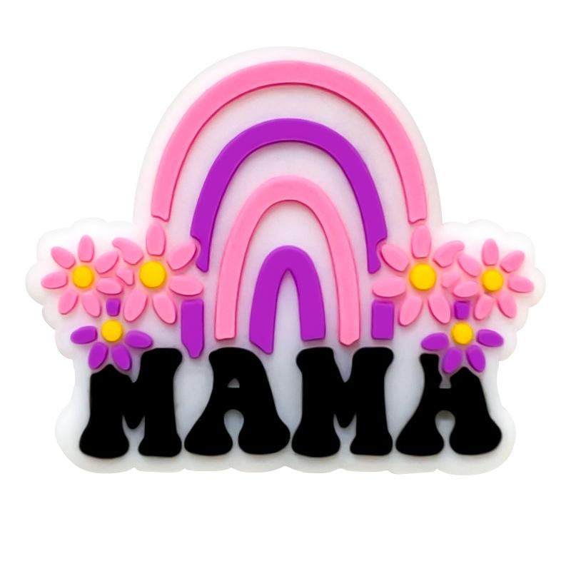 Mama Focal Beads, Rainbow Mama Silicone Beads, Silicone Chunky Beads, Silicone Loose Beads, Focal Beads