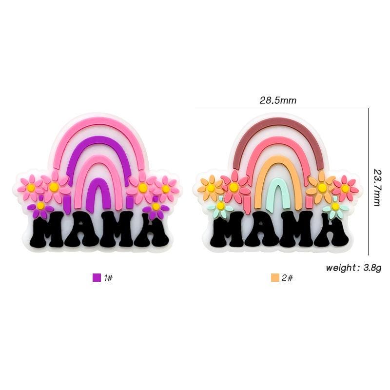 Mama Focal Beads, Rainbow Mama Silicone Beads, Silicone Chunky Beads, Silicone Loose Beads, Focal Beads