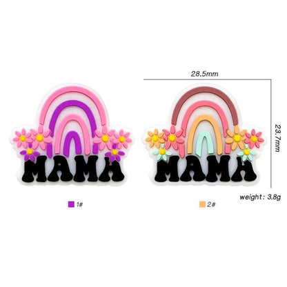 Mama Focal Beads, Rainbow Mama Silicone Beads, Silicone Chunky Beads, Silicone Loose Beads, Focal Beads