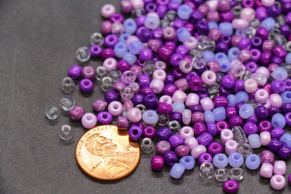 Mix Purple Glass Seed Beads, Size 4mm 6/0 Glass Seed Beads, Mix Seed Beads, Rocailles Beads, Bracelet Beads #3675