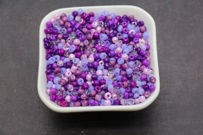 Mix Purple Glass Seed Beads, Size 4mm 6/0 Glass Seed Beads, Mix Seed Beads, Rocailles Beads, Bracelet Beads #3675