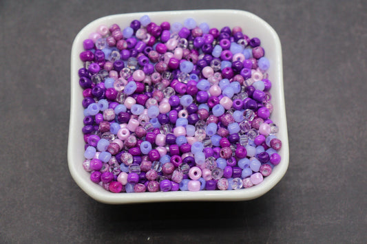 Mix Purple Glass Seed Beads, Size 4mm 6/0 Glass Seed Beads, Mix Seed Beads, Rocailles Beads, Bracelet Beads #3675