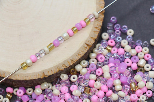 Mix Pink Glass Seed Beads, Size 4mm 6/0 Glass Seed Beads, Mix Seed Beads, Rocailles Beads, Bracelet Beads #3677