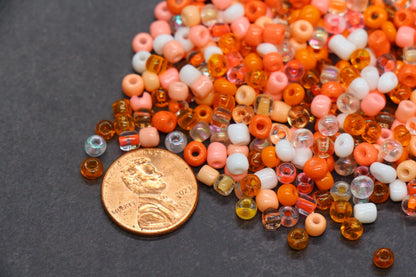 Mix Orange Glass Seed Beads, Size 4mm 6/0 Glass Seed Beads, Mix Seed Beads, Rocailles Beads, Bracelet Beads #3689