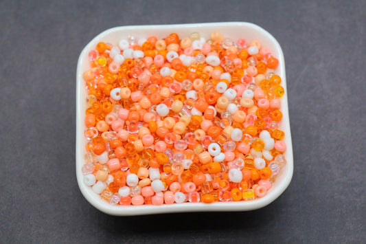 Mix Orange Glass Seed Beads, Size 4mm 6/0 Glass Seed Beads, Mix Seed Beads, Rocailles Beads, Bracelet Beads #3689