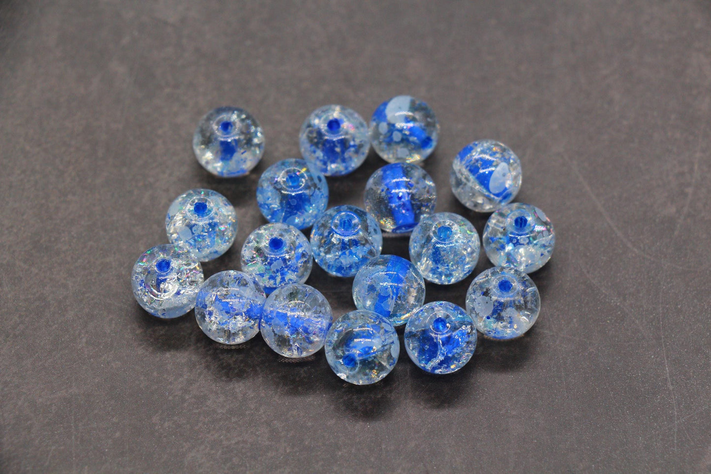 10mm Crackled Glass Beads with Specks for Jewelry Making, DIY Bracelet Crafting Supplies Accessories