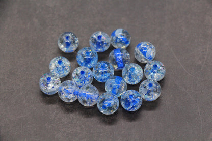 10mm Crackled Glass Beads with Specks for Jewelry Making, DIY Bracelet Crafting Supplies Accessories