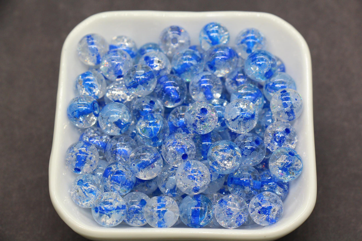 10mm Crackled Glass Beads with Specks for Jewelry Making, DIY Bracelet Crafting Supplies Accessories