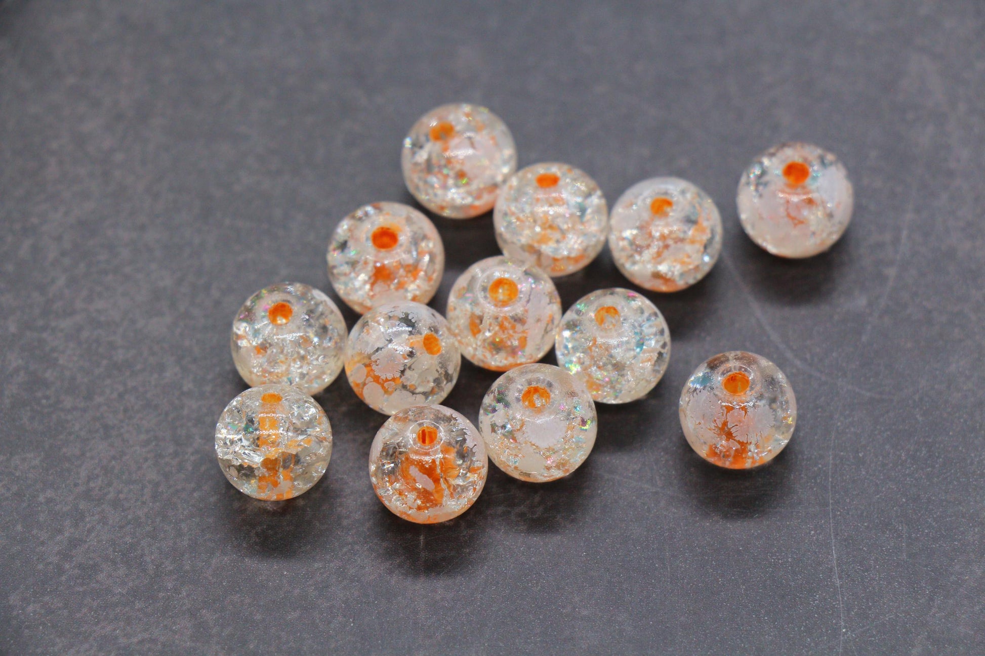 10mm Crackled Glass Beads with Specks for Jewelry Making, DIY Bracelet Crafting Supplies Accessories