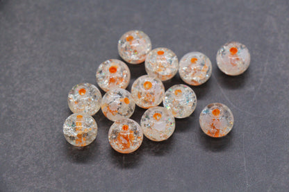 10mm Crackled Glass Beads with Specks for Jewelry Making, DIY Bracelet Crafting Supplies Accessories