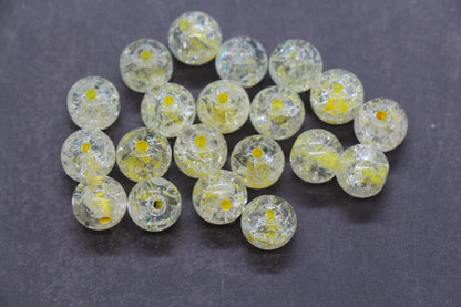 10mm Crackled Glass Beads with Specks for Jewelry Making, DIY Bracelet Crafting Supplies Accessories