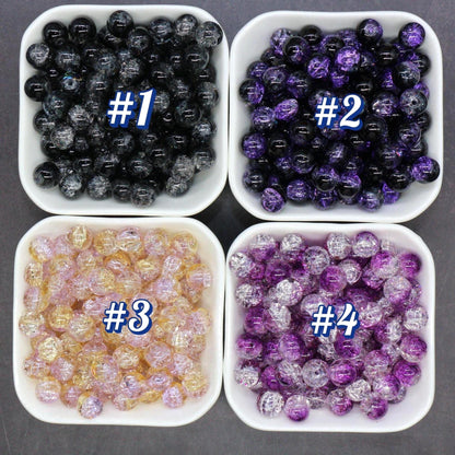 10mm Crackled Glass Beads, Cracked Beads for Jewelry Making, Boho Crafts, DIY Bracelets & Necklaces
