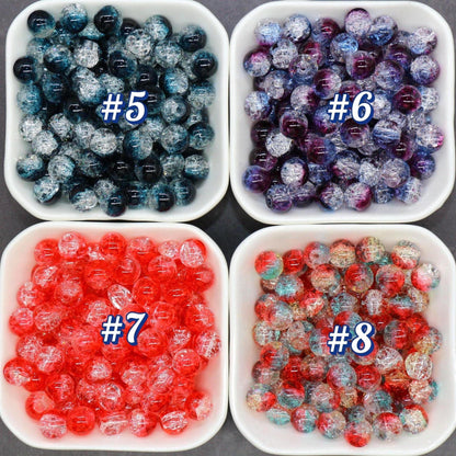 10mm Crackled Glass Beads, Cracked Beads for Jewelry Making, Boho Crafts, DIY Bracelets & Necklaces