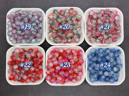 10mm Crackled Glass Beads, Cracked Beads for Jewelry Making, Boho Crafts, DIY Bracelets & Necklaces