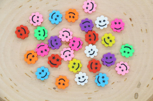 Polymer Clay Beads Smiley Face Flower Shape Happy Face Beads for Bracelet Making Jewelry Supplies #950