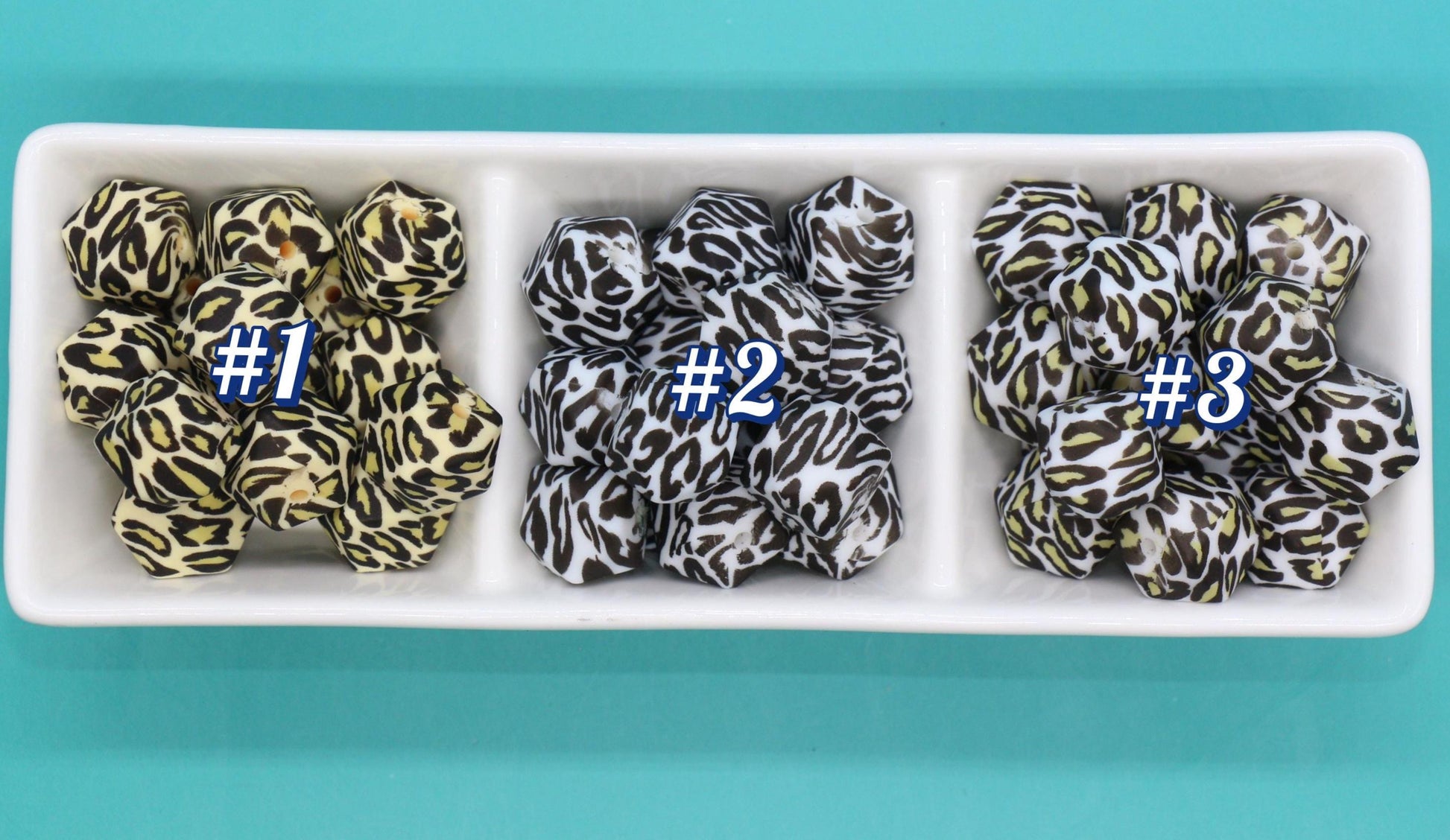 14mm Leopard Print Hexagon Silicone Beads for DIY Jewelry Making, Cheetah, Giraffe, Zebra Animal Print Beads for Bracelets Keychains