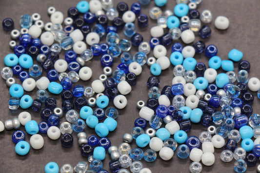 Mix Glass Seed Beads, Size 4mm 6/0 Glass Seed Beads, Blue Mix Seed Beads, Rocailles Beads, Bracelet Beads #3661