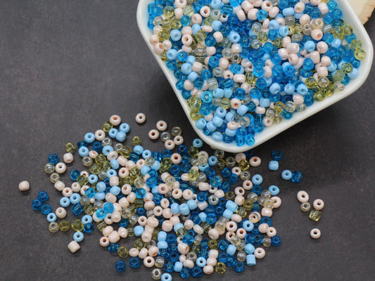 Mix Glass Seed Beads, Size 4mm 6/0 Glass Seed Beads, Blue and Pink Mix Seed Beads, Rocailles Beads, Bracelet Beads #3662