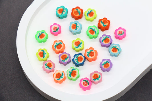 Assorted Color Rose Flower Clay Beads, Handmade Polymer Clay Rose Beads, Floral Jewelry Beads for Bracelets, Necklaces, DIY Crafts #954