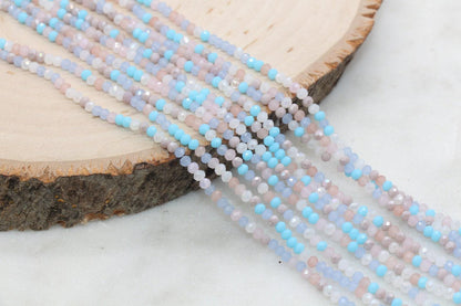 3mm Faceted Glass Seed Beads Full Strand, Mixed Colors for Jewelry Making, Bracelet Beads & Craft Supplies